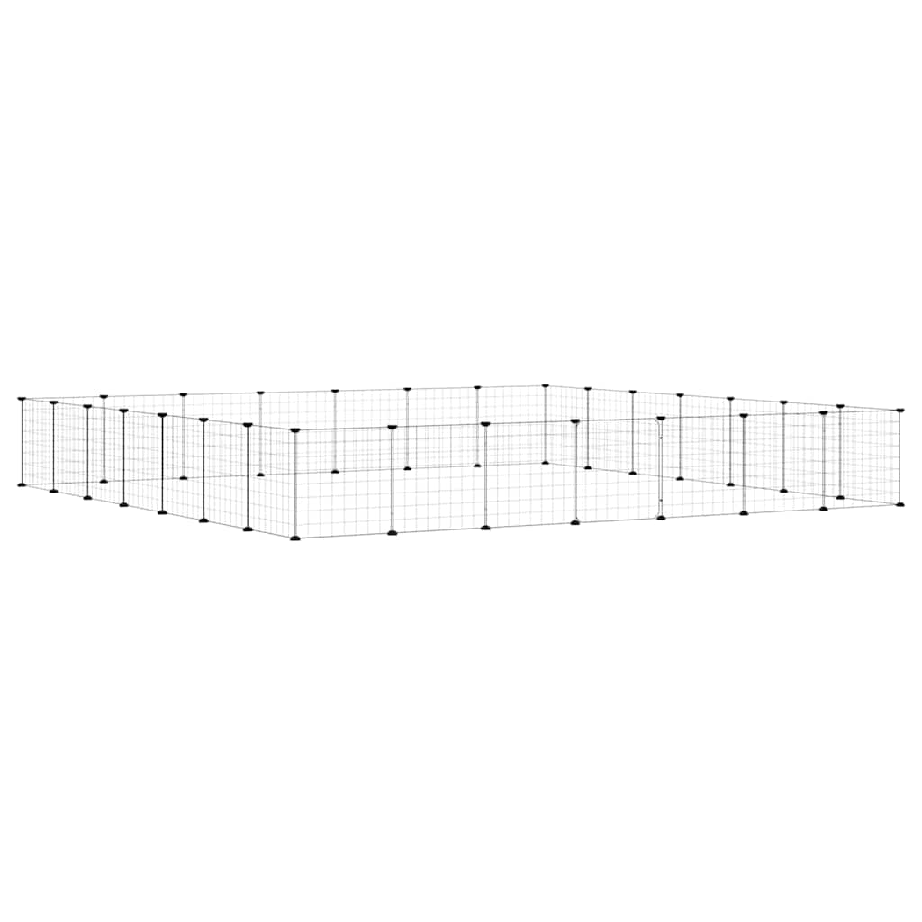 28-Panel Pet Cage with Door Black 245x245x35 cm Steel