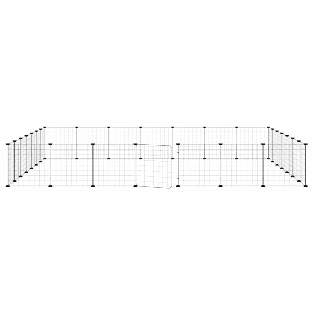 28-Panel Pet Cage with Door Black 245x245x35 cm Steel