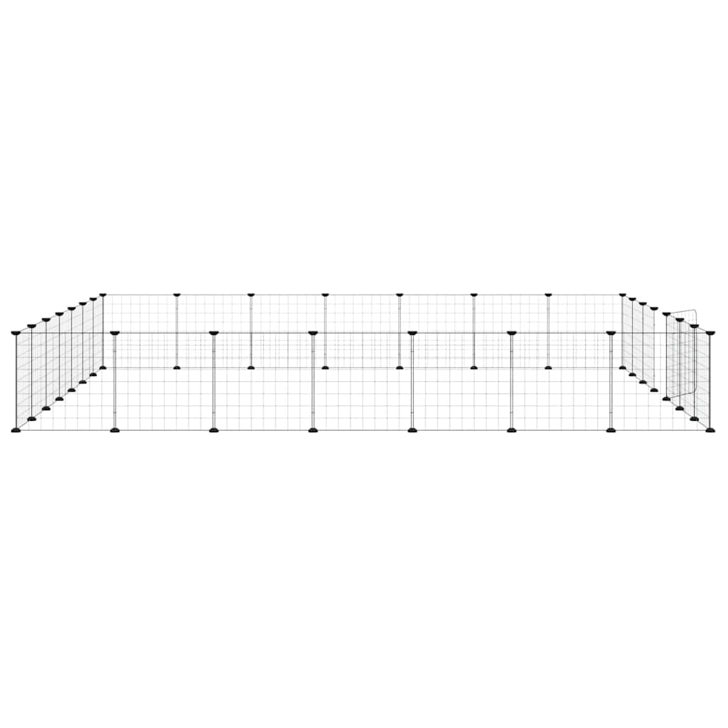 28-Panel Pet Cage with Door Black 245x245x35 cm Steel