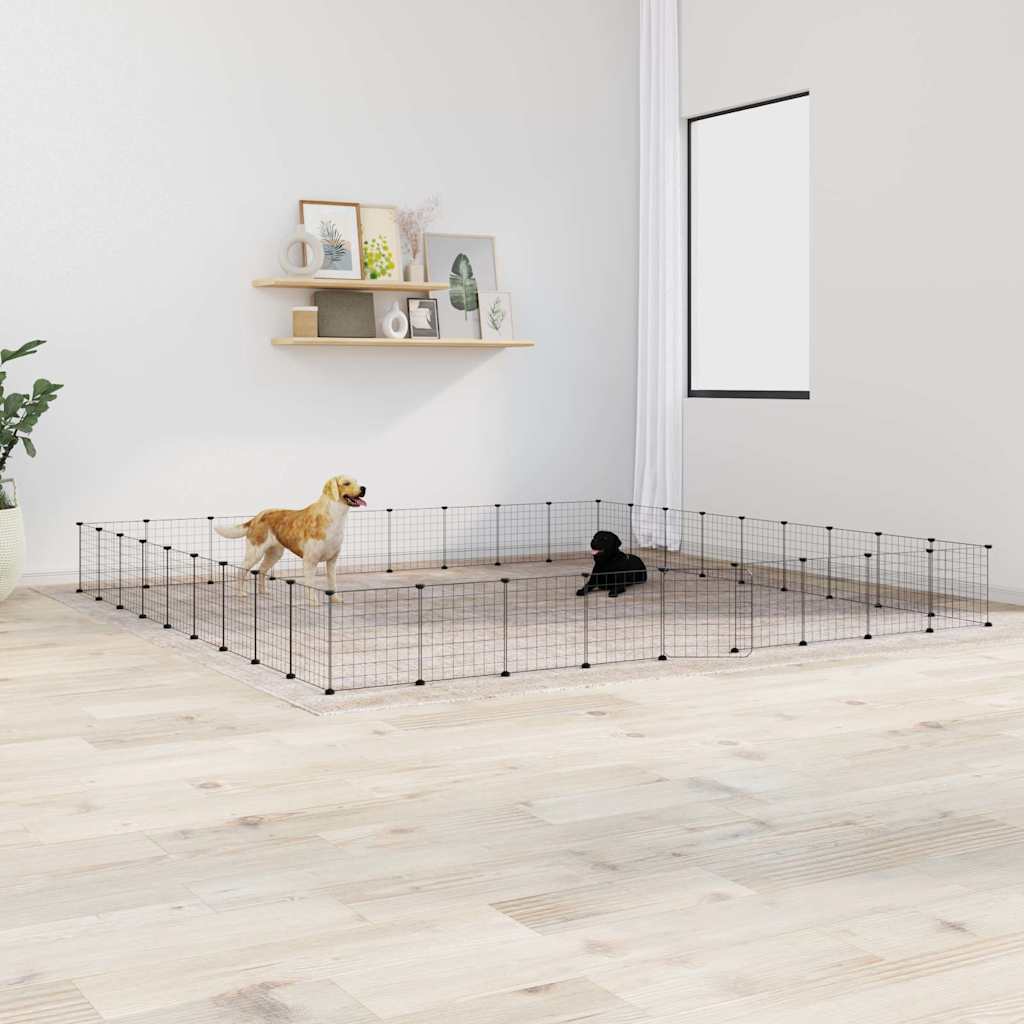 36-Panel Pet Cage with Door Black 35x35 cm Steel