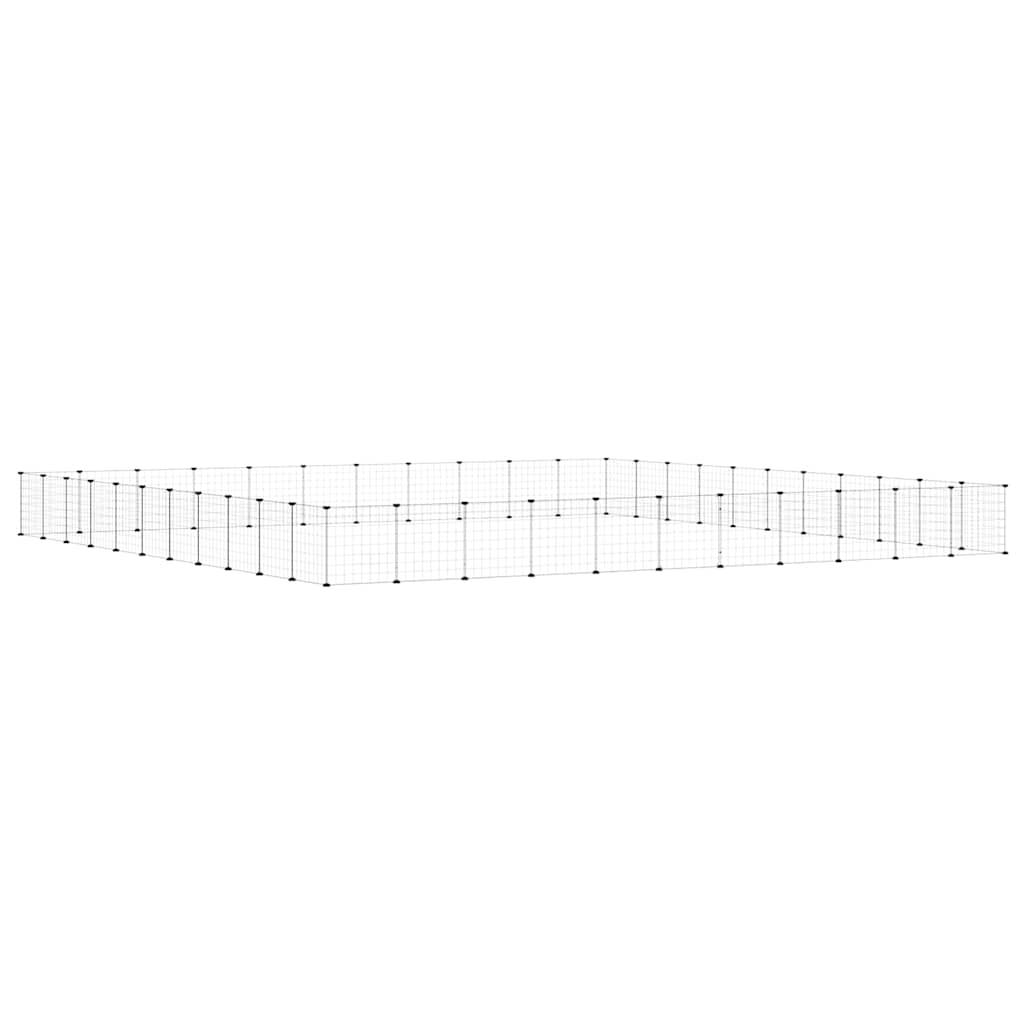 44-Panel Pet Cage with Door Black 385x385x35 cm Steel