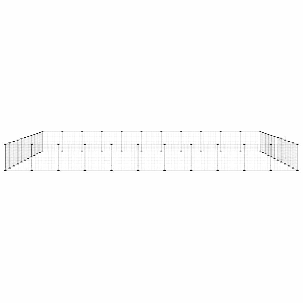 44-Panel Pet Cage with Door Black 385x385x35 cm Steel
