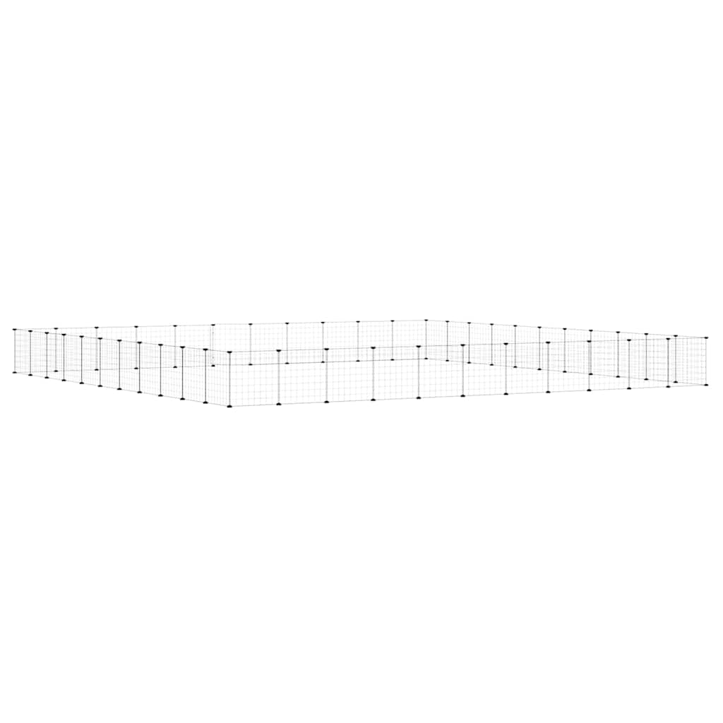 44-Panel Pet Cage with Door Black 385x385x35 cm Steel