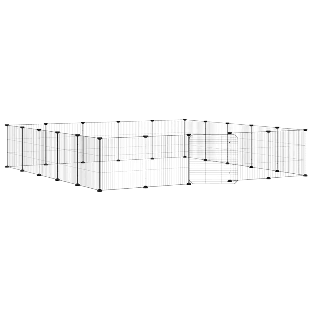 20-Panel Pet Cage with Door Black 35x35 cm Steel