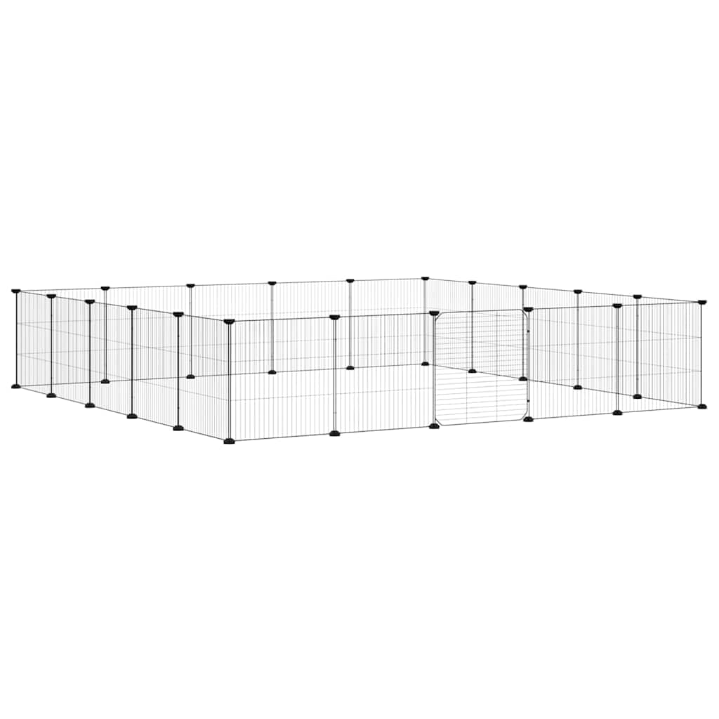20-Panel Pet Cage with Door Black 175x175x35 cm Steel