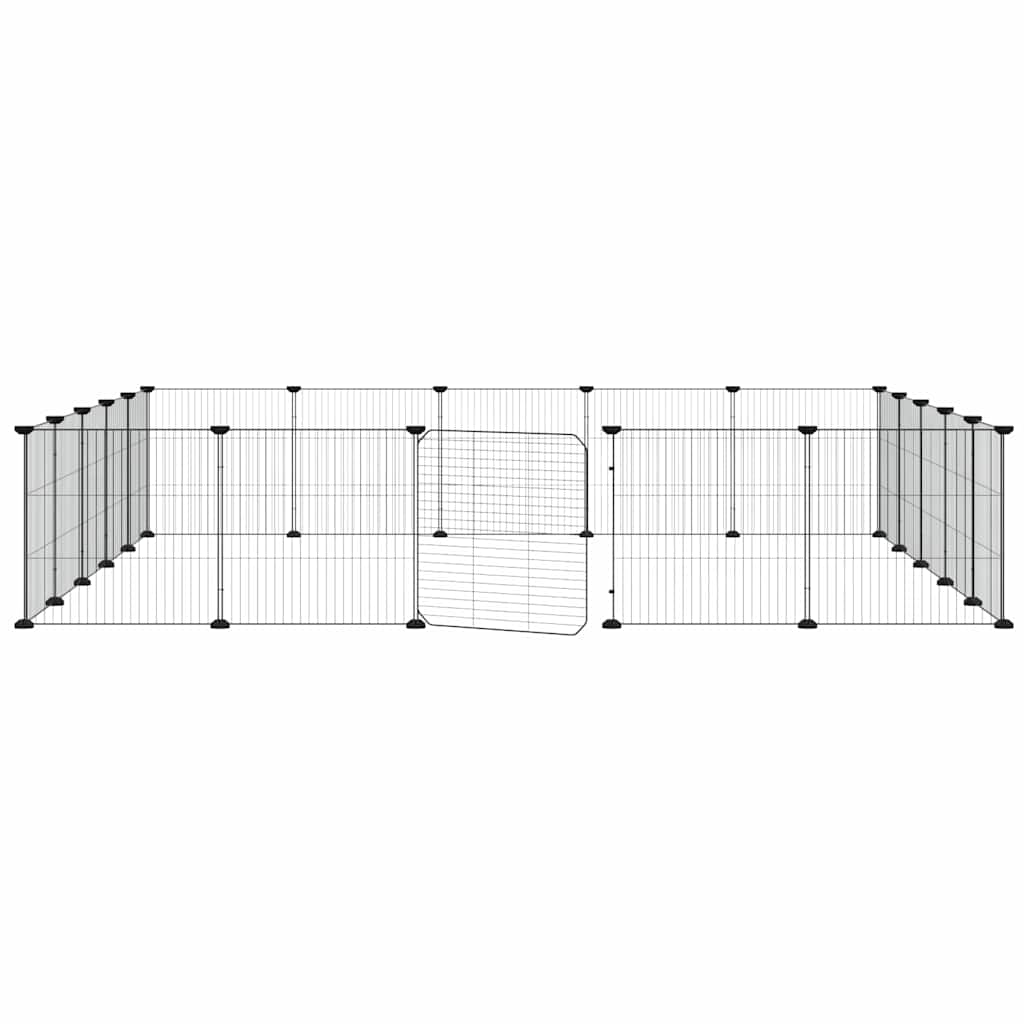 20-Panel Pet Cage with Door Black 175x175x35 cm Steel