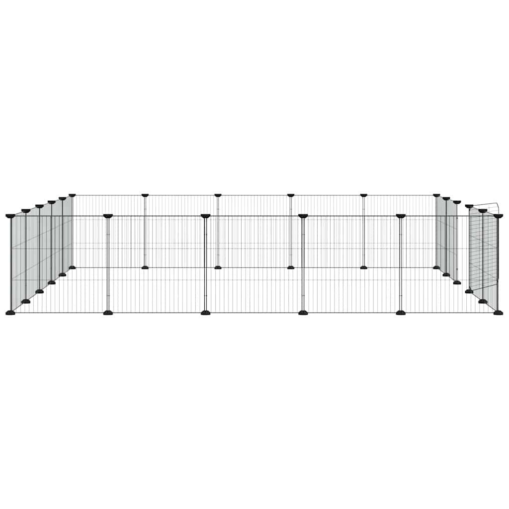 20-Panel Pet Cage with Door Black 175x175x35 cm Steel