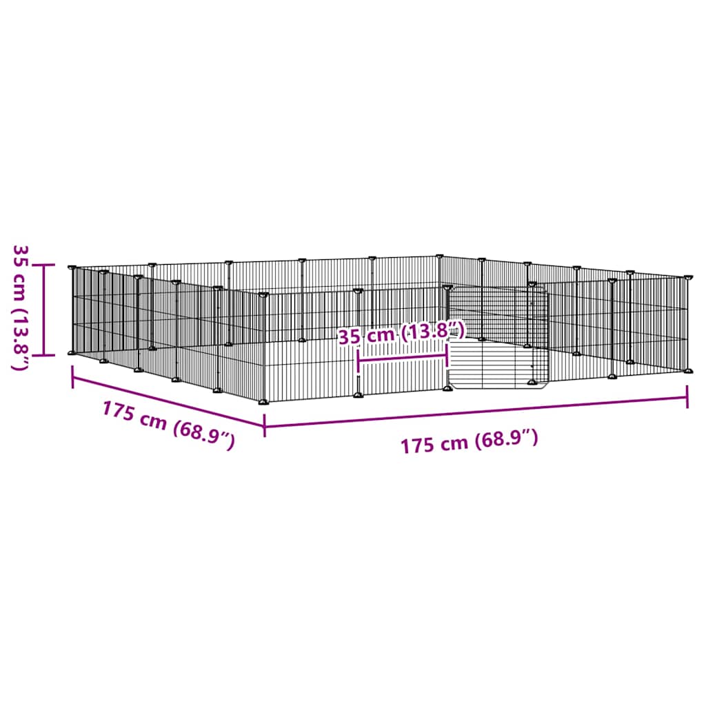 20-Panel Pet Cage with Door Black 175x175x35 cm Steel