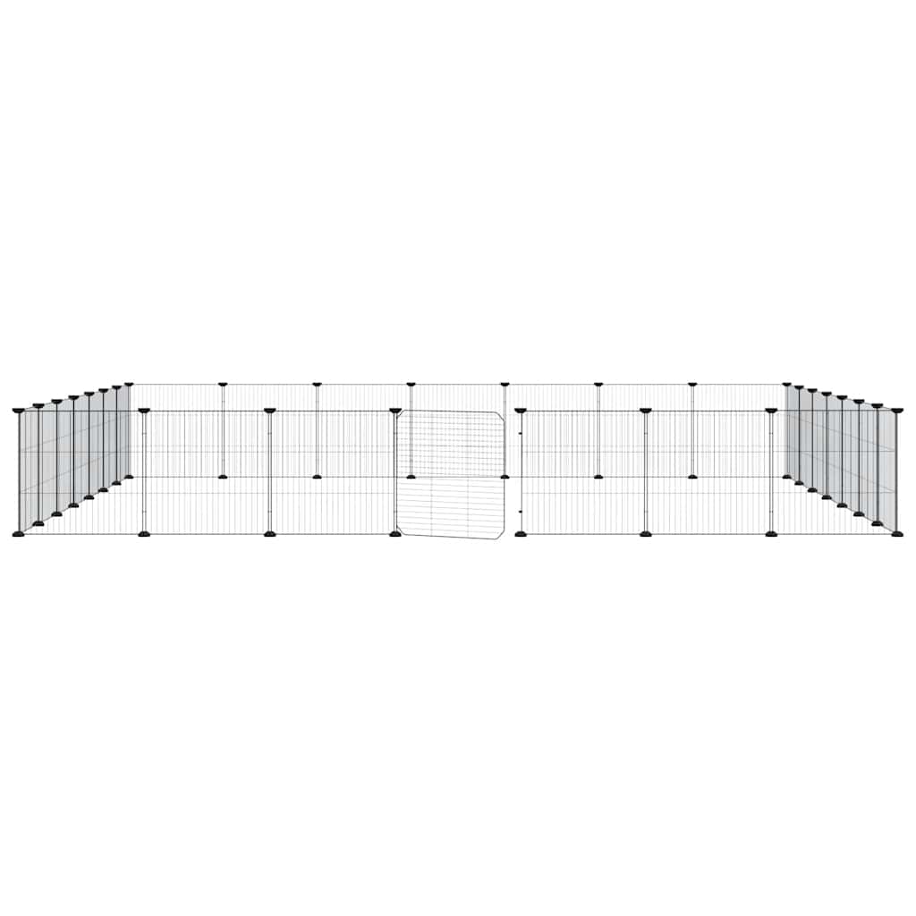 28-Panel Pet Cage with Door Black 245x245x35 cm Steel