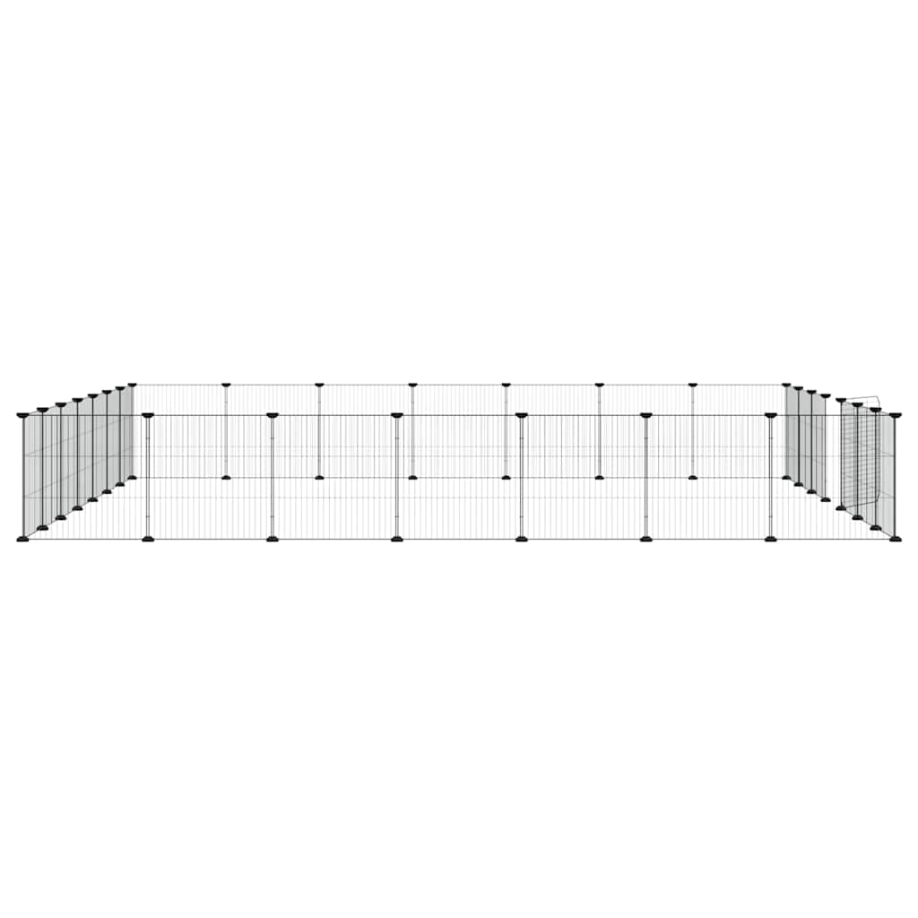 28-Panel Pet Cage with Door Black 245x245x35 cm Steel