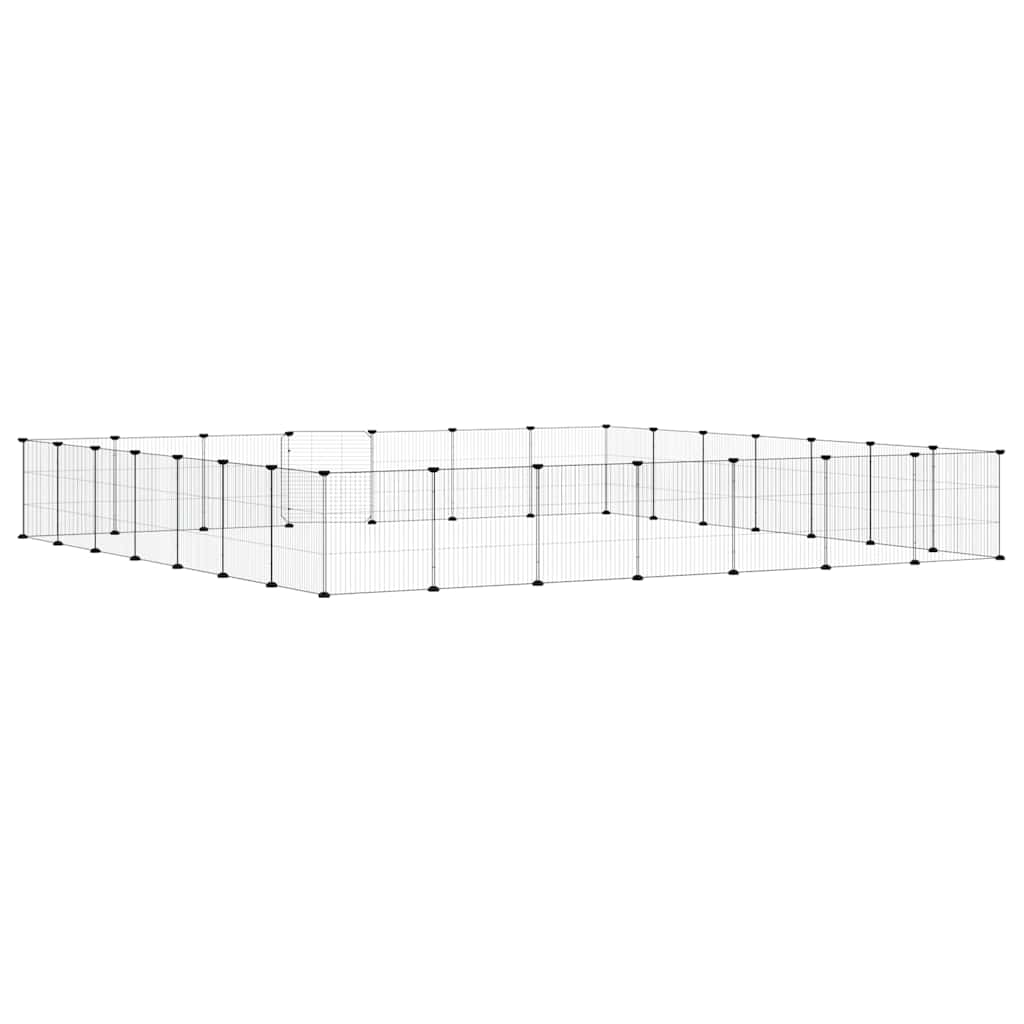 28-Panel Pet Cage with Door Black 245x245x35 cm Steel