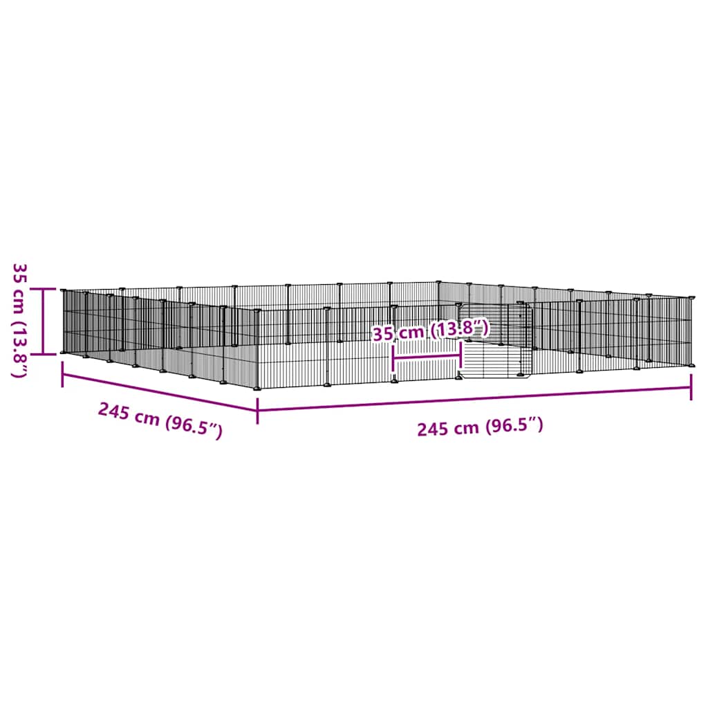 28-Panel Pet Cage with Door Black 245x245x35 cm Steel