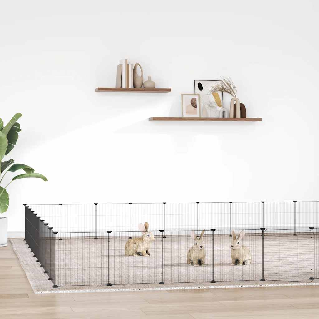 36-Panel Pet Cage with Door Black 315x315x35 cm Steel