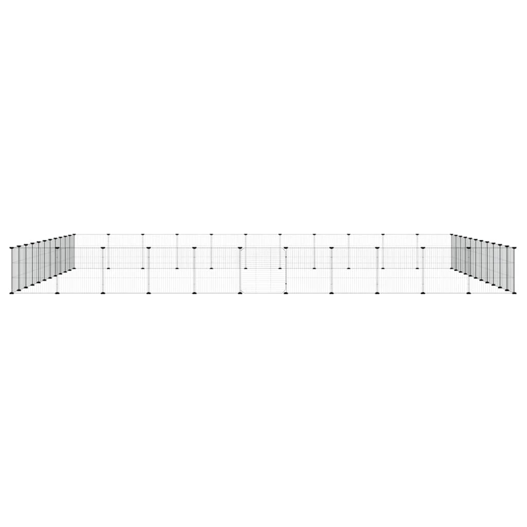 44-Panel Pet Cage with Door Black 385x385x35 cm Steel