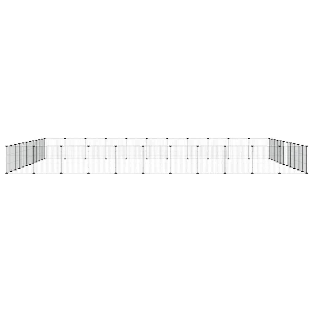 44-Panel Pet Cage with Door Black 385x385x35 cm Steel