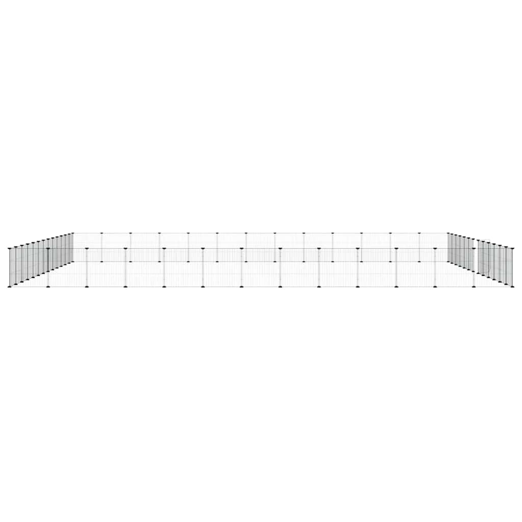 52-Panel Pet Cage with Door Black 455x455x35 cm Steel