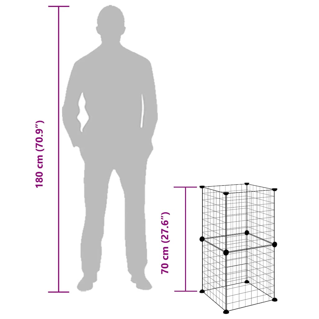 8-Panel Pet Cage Black 35x35x70 cm Steel