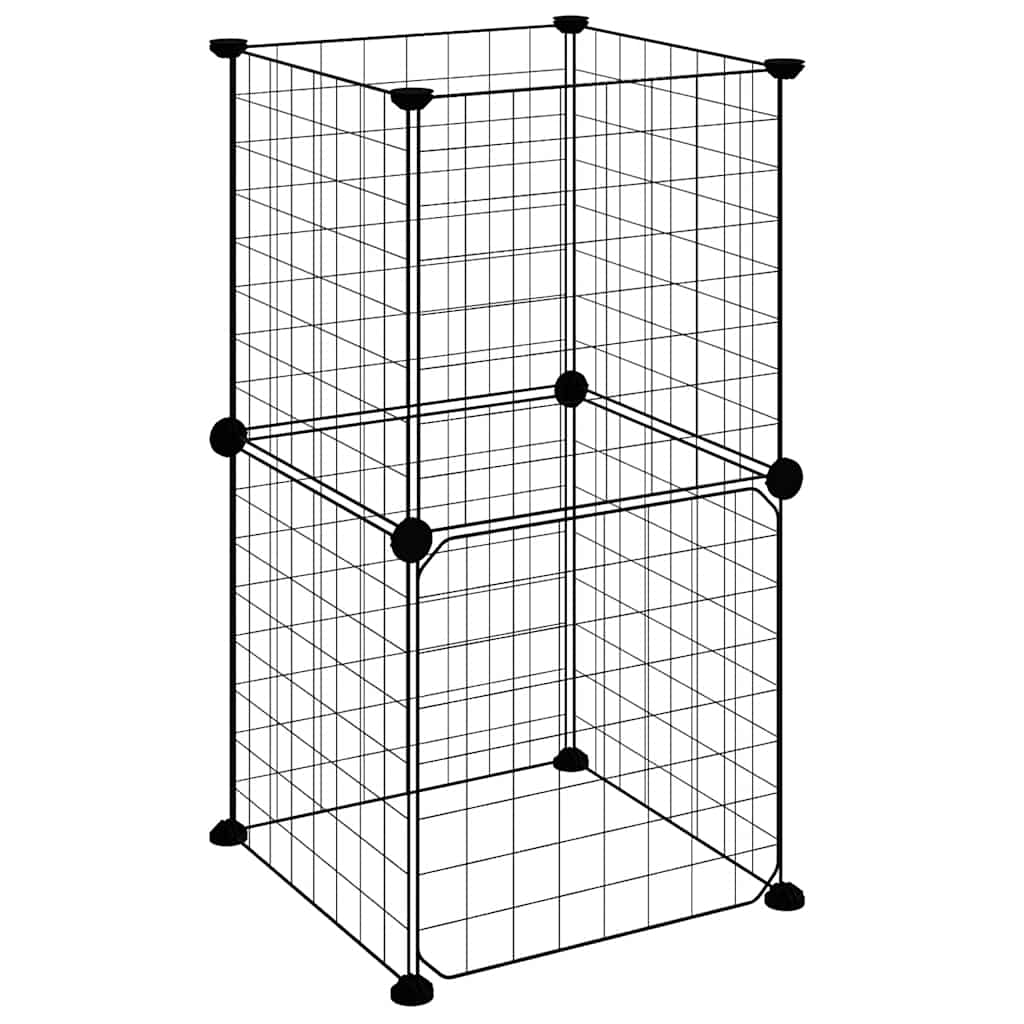 8-Panel Pet Cage with Door Black 35x35x70 cm Steel