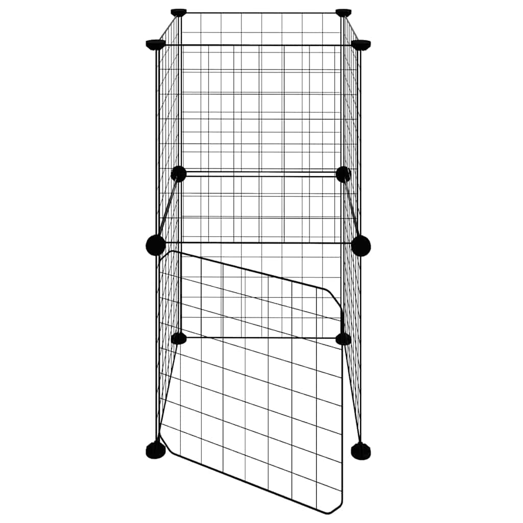 8-Panel Pet Cage with Door Black 35x35x70 cm Steel