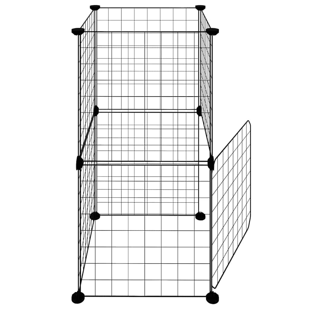8-Panel Pet Cage with Door Black 35x35x70 cm Steel