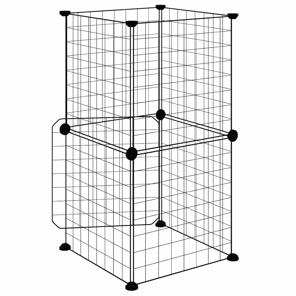 8-Panel Pet Cage with Door Black 35x35x70 cm Steel