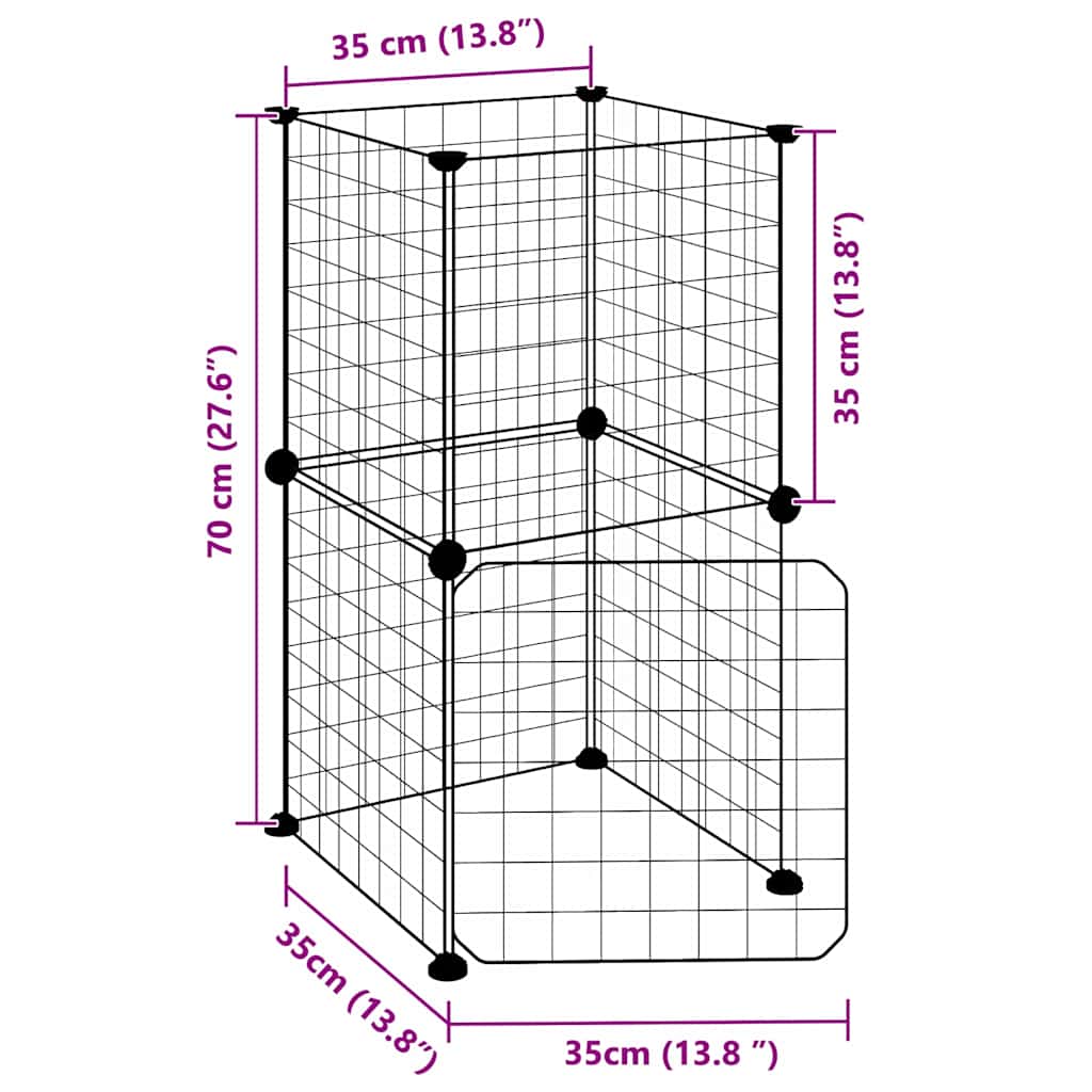 8-Panel Pet Cage with Door Black 35x35x70 cm Steel