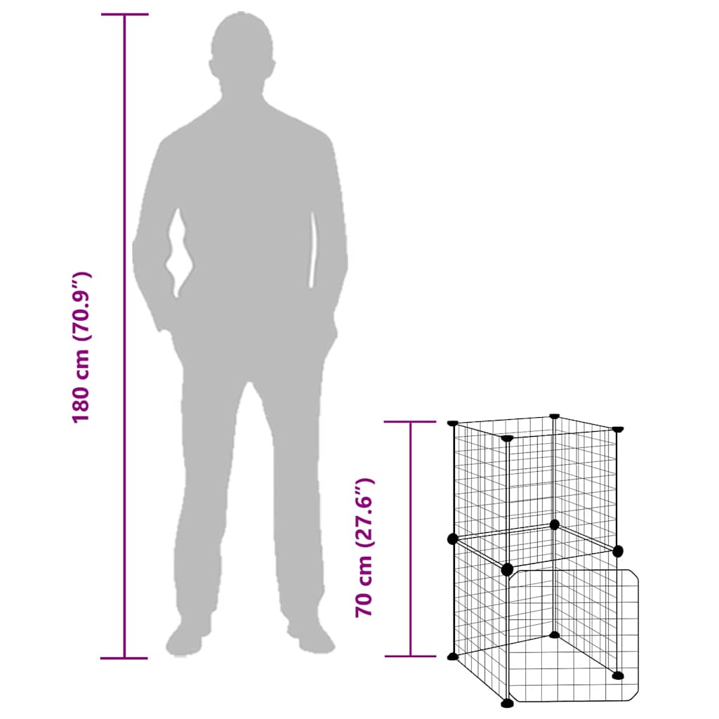 8-Panel Pet Cage with Door Black 35x35x70 cm Steel