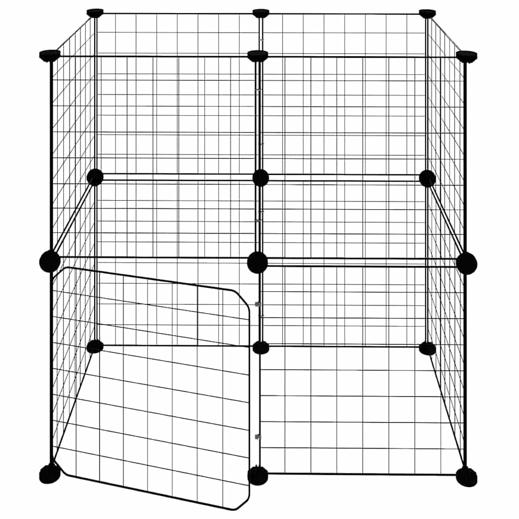 12-Panel Pet Cage with Door Black 70x35x70 cm Steel