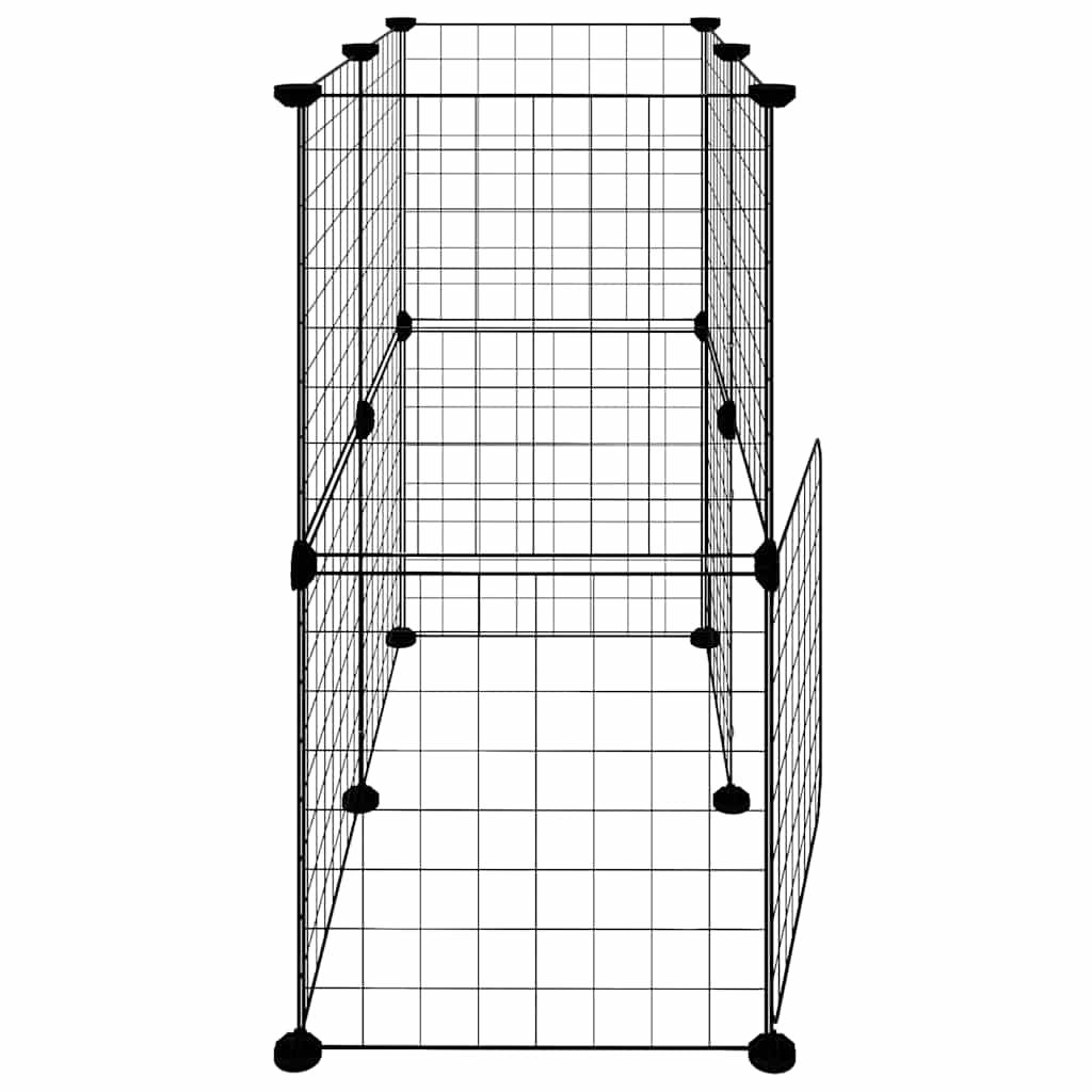12-Panel Pet Cage with Door Black 70x35x70 cm Steel