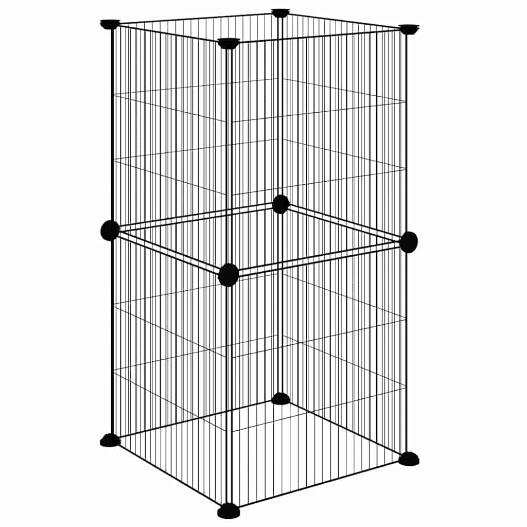 8-Panel Pet Cage Black 35x35x70 cm Steel