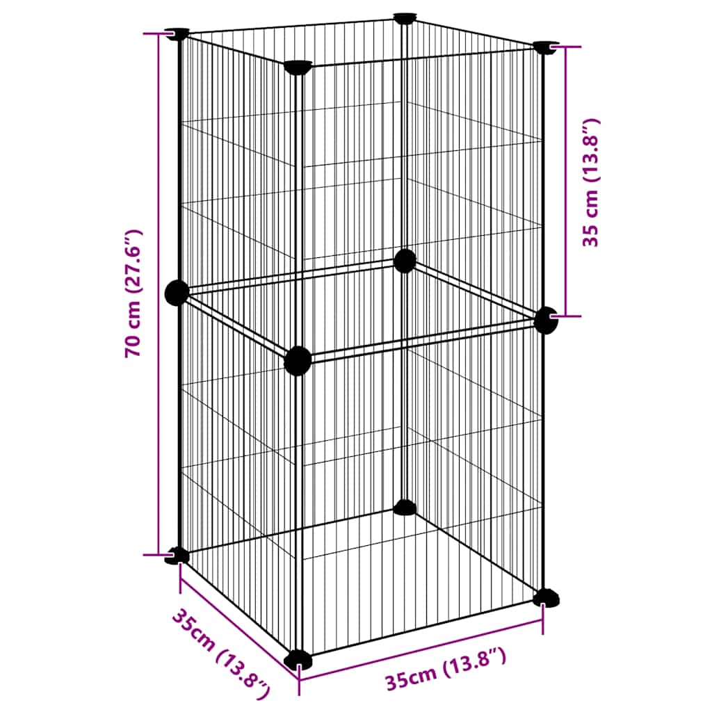 8-Panel Pet Cage Black 35x35x70 cm Steel
