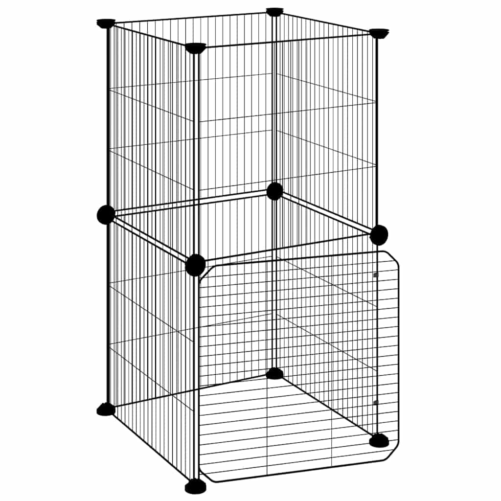 8-Panel Pet Cage with Door Black 35x35x70 cm Steel