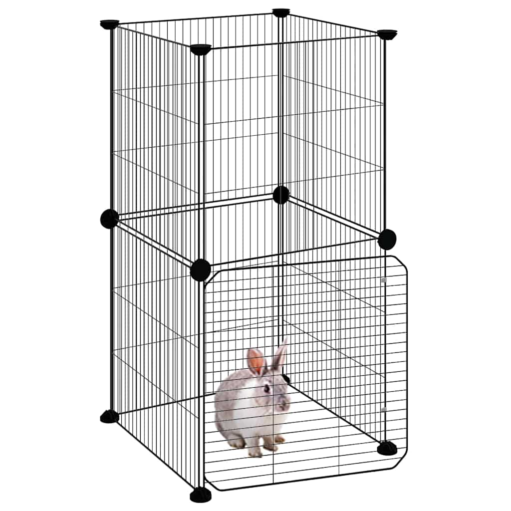 8-Panel Pet Cage with Door Black 35x35x70 cm Steel