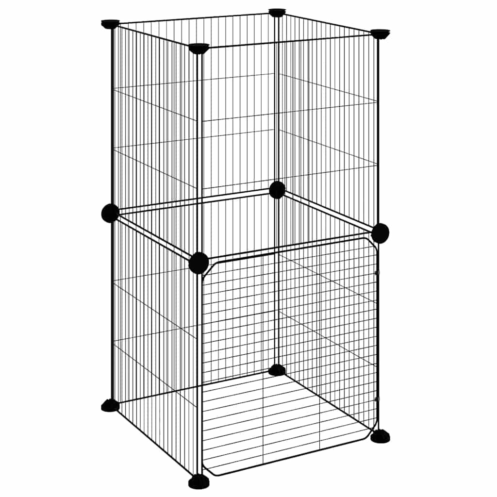 8-Panel Pet Cage with Door Black 35x35x70 cm Steel