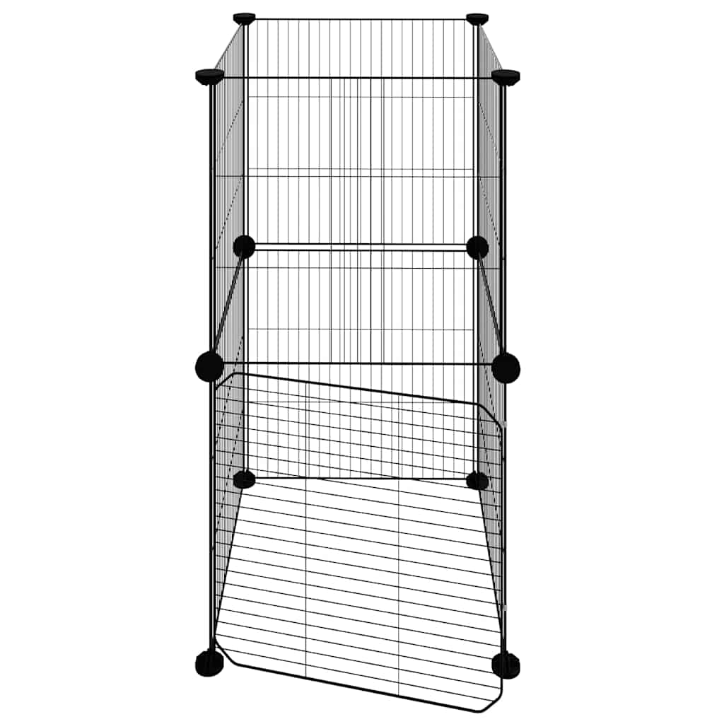 8-Panel Pet Cage with Door Black 35x35x70 cm Steel