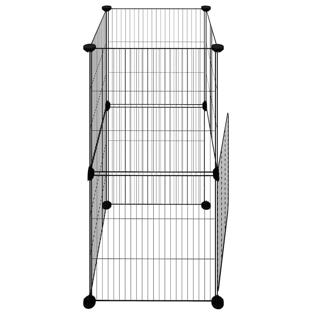 8-Panel Pet Cage with Door Black 35x35x70 cm Steel