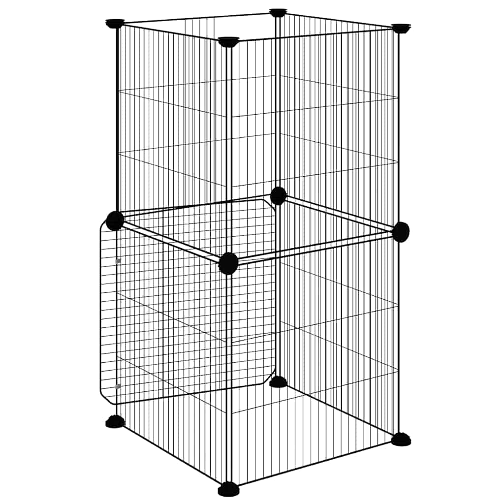 8-Panel Pet Cage with Door Black 35x35x70 cm Steel