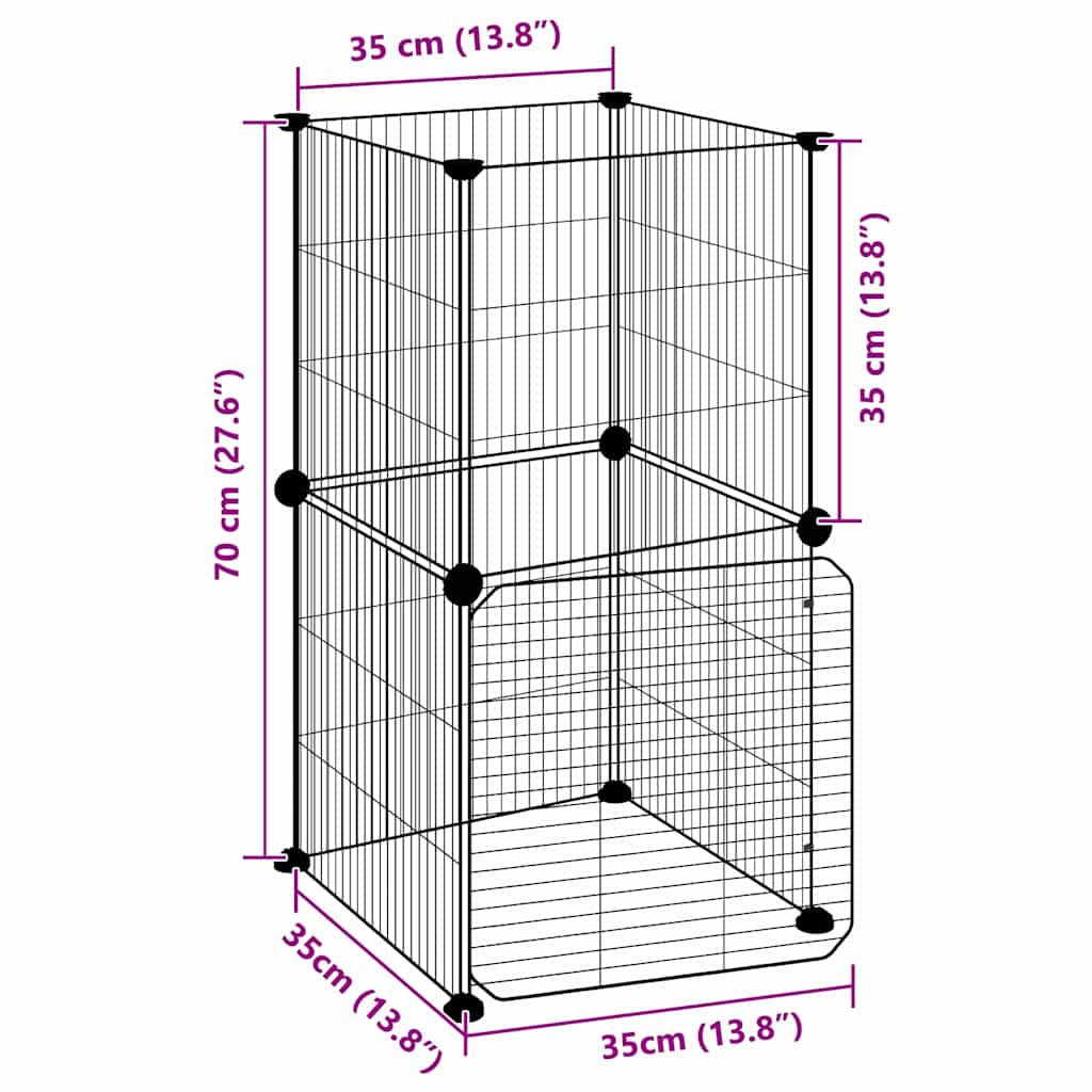 8-Panel Pet Cage with Door Black 35x35x70 cm Steel