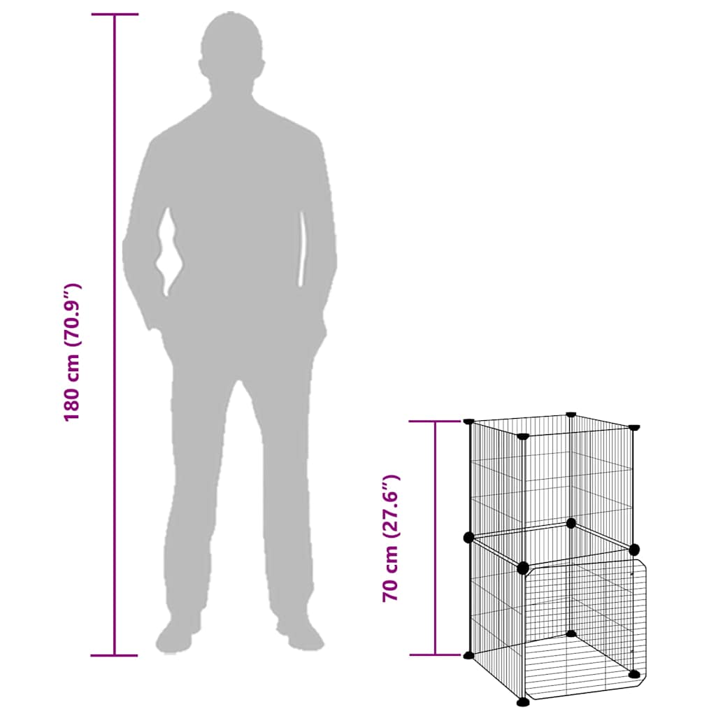 8-Panel Pet Cage with Door Black 35x35x70 cm Steel