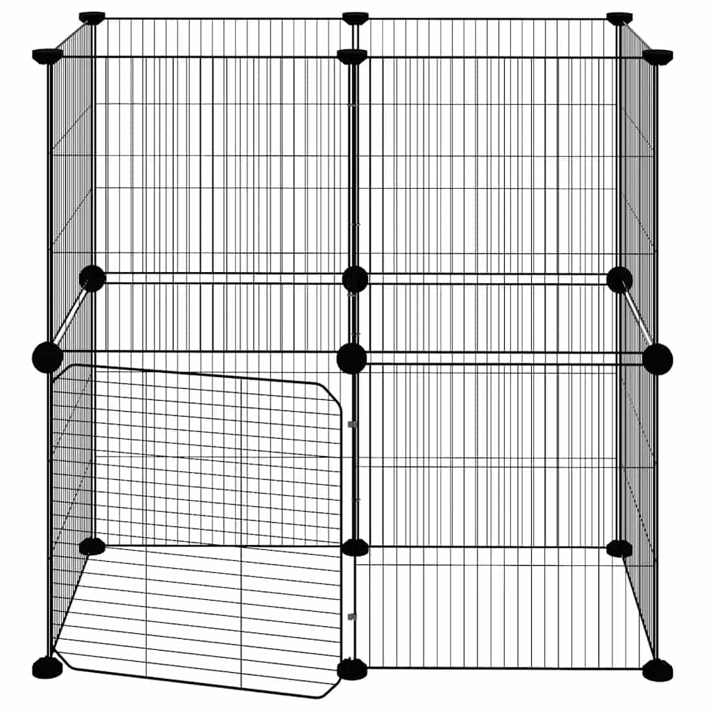 12-Panel Pet Cage with Door Black 70x35x70 cm Steel