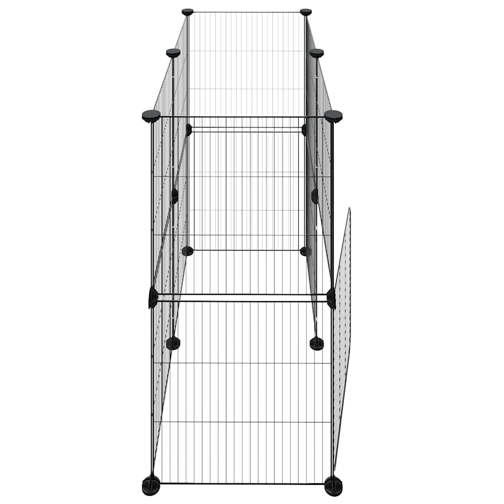12-Panel Pet Cage with Door Black 70x35x70 cm Steel