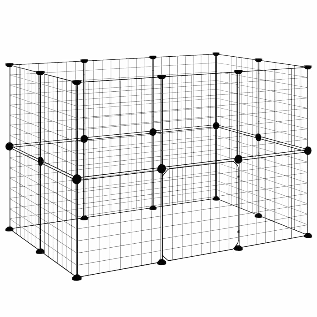 20-Panel Pet Cage with Door Black 105x70x70 cm Steel