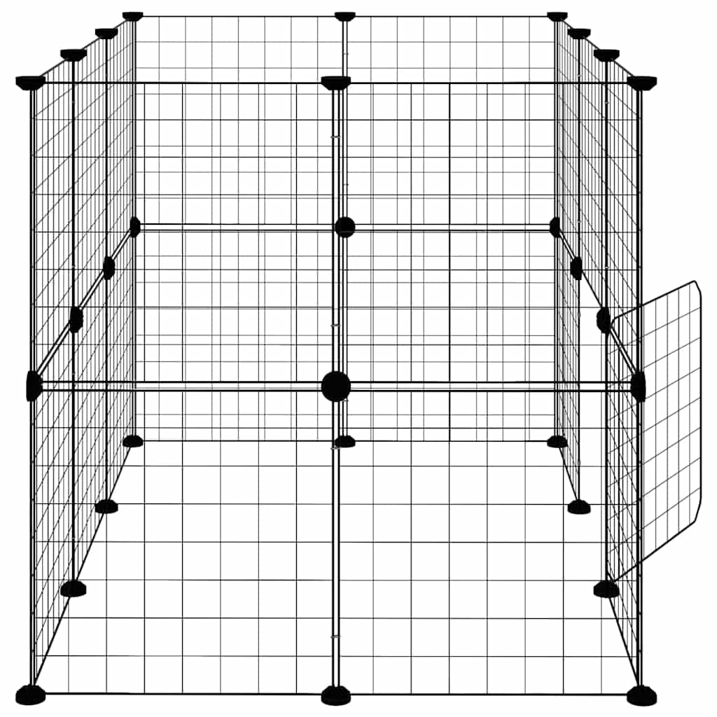 20-Panel Pet Cage with Door Black 105x70x70 cm Steel
