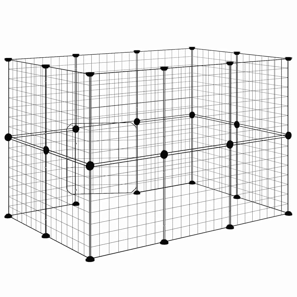 20-Panel Pet Cage with Door Black 105x70x70 cm Steel