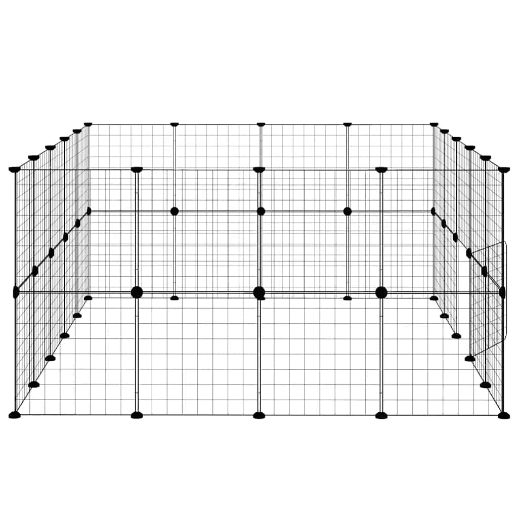 36-Panel Pet Cage with Door Black 175x140x70 cm Steel