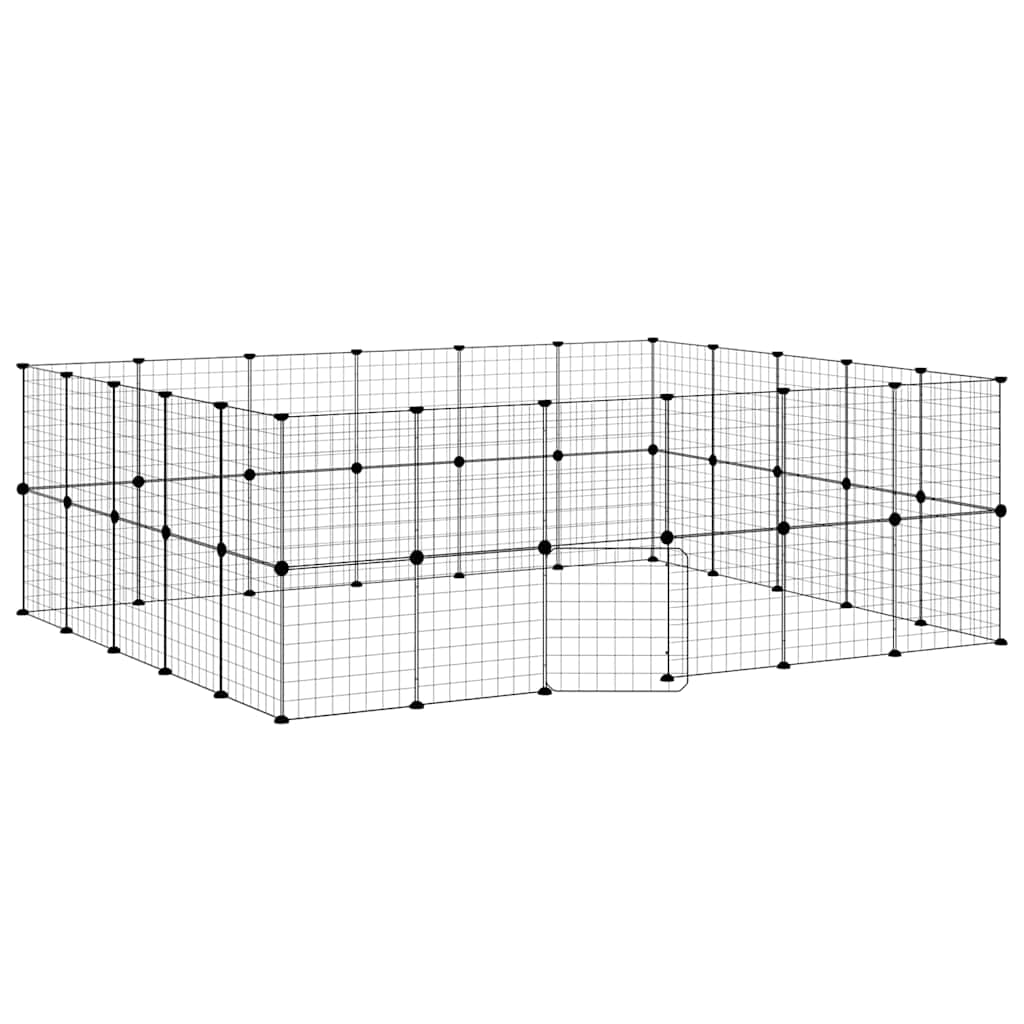 44-Panel Pet Cage with Door Black 210x175x70 cm Steel
