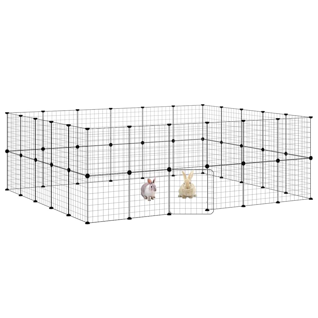 44-Panel Pet Cage with Door Black 210x175x70 cm Steel