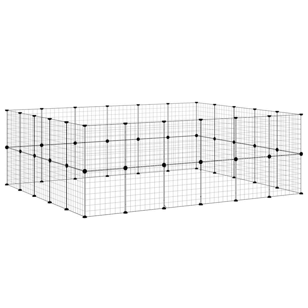 44-Panel Pet Cage with Door Black 210x175x70 cm Steel