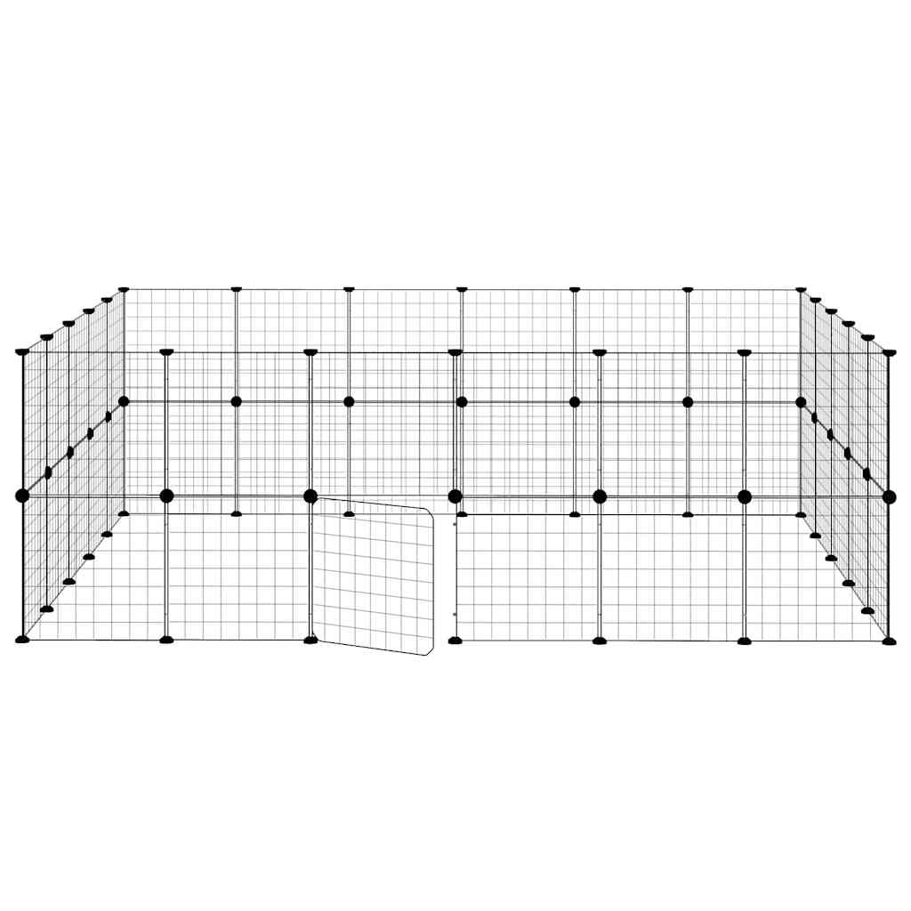 44-Panel Pet Cage with Door Black 210x175x70 cm Steel