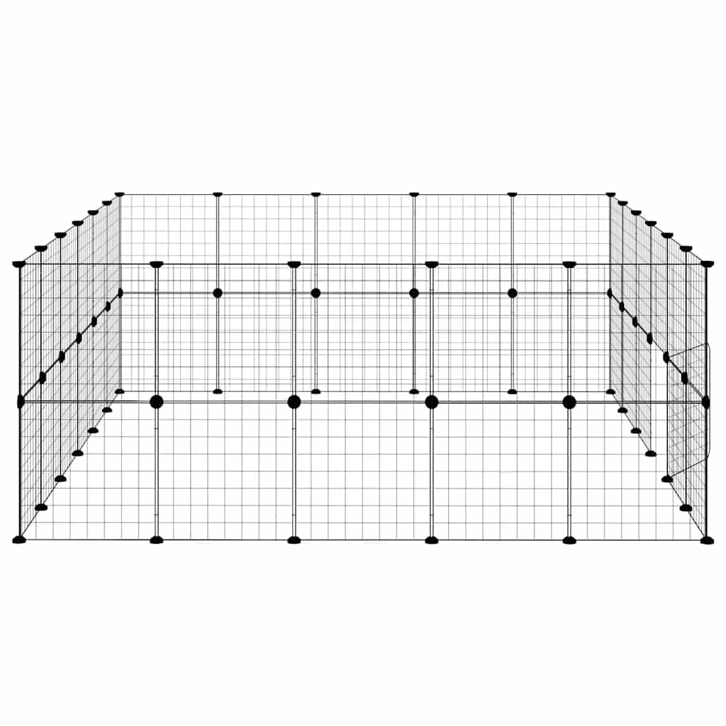 44-Panel Pet Cage with Door Black 210x175x70 cm Steel
